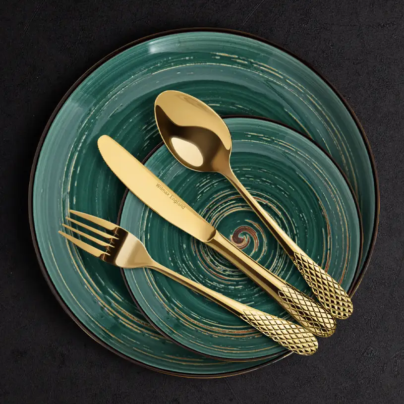 Wilmax England 18/10 Stainless Steel Dinner Spoons, Set Of 6 (8" | 20cm) In Gift Box - Checkered Pattern - View #4